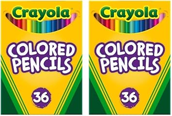 Crayola进口代理批发 Crayola 彩色铅笔（36 支），儿童铅笔套装，美术用品，非常适合涂色书，课堂铅笔，学校用品，3 岁以上（2 件装）