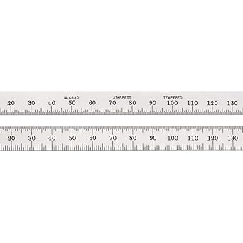 Starrett进口代理批发 施泰力全柔性钢尺，缎面镀铬表面，快速读数，毫米刻度 - 150 毫米长度，30 刻度类型，0.4 毫米厚度 - C330-150