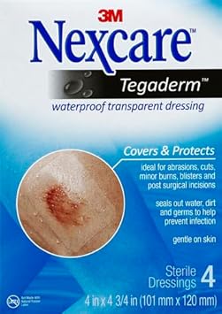 酷牌库|商品详情-Nexcare进口代理批发 Nexcare Tegaderm 防水透明敷料，防污、防菌，为轻微烧伤、擦伤、割伤、水泡和擦伤提供保护，4 x 4.75 英寸，4 片（5 片装）