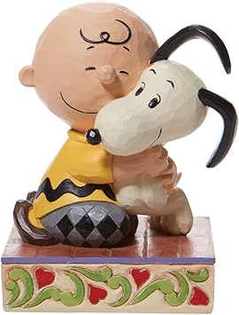 Enesco进口代理批发 Enesco Peanuts by Jim Shore 查理・布朗和史努比拥抱雕像，4.5 英寸，多色