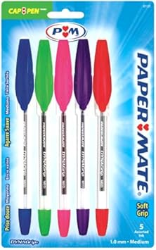 Paper Mate进口代理批发 Paper Mate DynaGrip - 圆珠笔中号什锦时尚 5 卡装