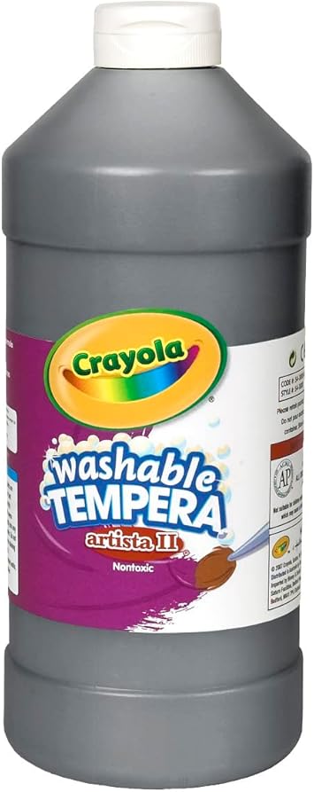 Crayola进口代理批发 Crayola 可水洗儿童蛋彩画，黑色颜料，课堂用品，无毒，32 盎司挤压瓶