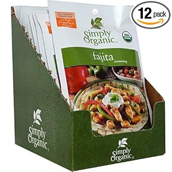 Simply Organic进口代理批发 Simply Organic Fajita，调味料混合物，有机认证，1 盎司包（12 包）（超值散装 M