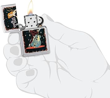 酷牌库|商品详情-Zippo进口代理批发 Zippo Cool Chick Design 缎面镀铬袖珍打火机