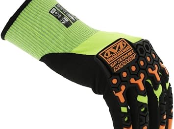 酷牌库|商品详情-Mechanix Wear进口代理批发 Mechanix Wear SpeedKnit M-Pact Hi Viz 工作手套，1 双 - 抗冲击、耐磨、防割、强握力手套、可触摸（绿色，加大号）