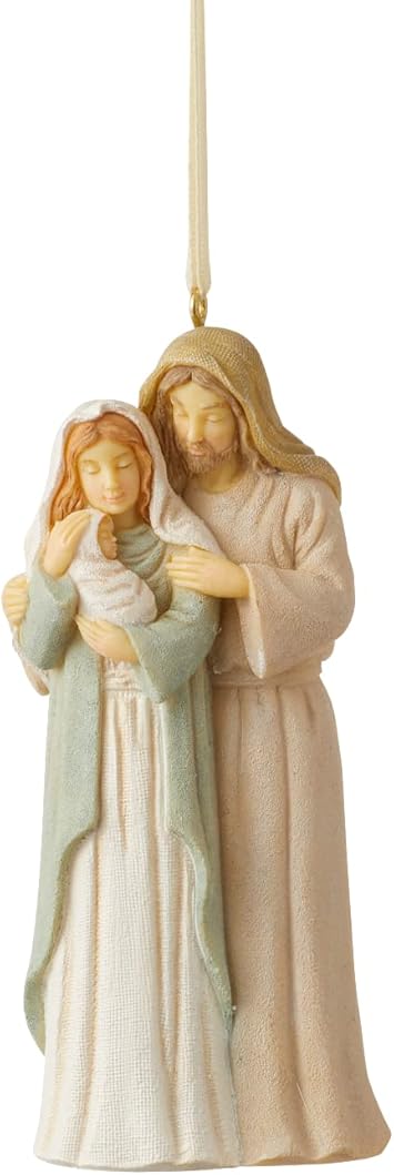 Enesco进口代理批发 Enesco Foundations Holy Family Embrace 杰作悬挂装饰品，4.13 英寸，多色