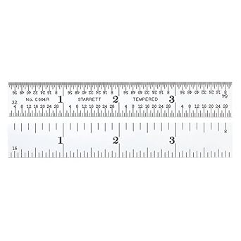 Starrett进口代理批发 施泰力弹簧回火钢尺，缎面镀铬处理，快速读数，英制刻度 - 4 英寸长度，4R 刻度类型，3/64 英寸厚度 - C604R-4