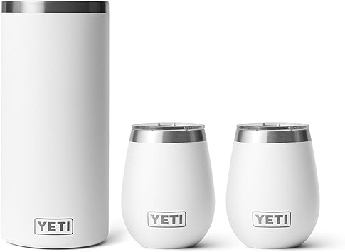 YETI进口代理批发 YETI Rambler 葡萄酒套装，(1) 个葡萄酒冷却器和 (2) 个 10 盎司葡萄酒杯，白色