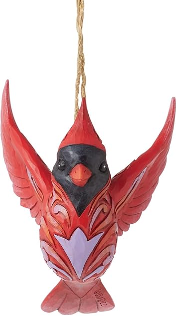 Enesco进口代理批发 Enesco Jim Shore Heartwood Creek Caring Cardinals Bird in Flight 悬挂装饰品，3.75 英寸，红色