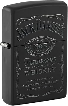 酷牌库|商品详情-Zippo进口代理批发 Zippo Jack Daniel's 黑色哑光袖珍打火机和小袋礼品套装