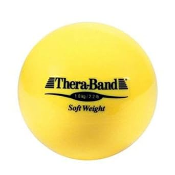 Theraband进口代理批发 THERABAND 软配重，4.5 英寸直径，棒球用加重球，垒球用加重球，手持球形等张，肩部力量，肩袖和投掷训练器，黄色，2.2 磅