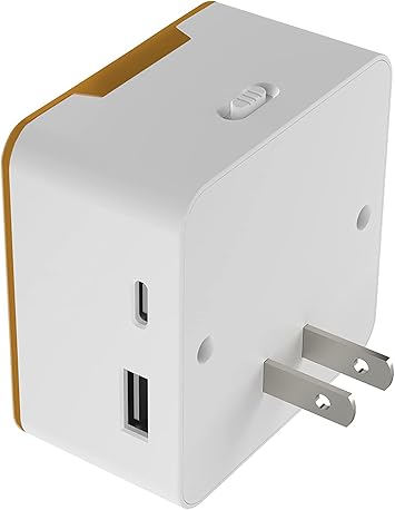 酷牌库|商品详情-GE进口代理批发 GE LED 夜灯，双 USB-A 和 USB-C 充电端口夜灯，温暖蜡烛灯插入式灯具（4 件装）