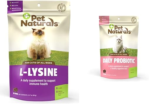 Pet Naturals进口代理批发 Pet Naturals 猫用赖氨酸和益生菌套装（60 粒咀嚼片）