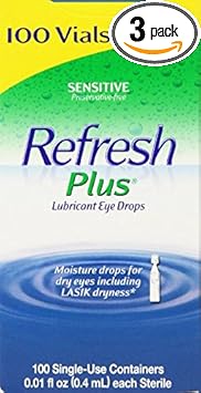 Refresh进口代理批发 llergan Refresh Plus 润滑剂滴眼液一次性小瓶 - 100 容器 -3 包（共 300 支）