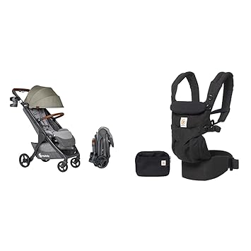 Ergobaby进口代理批发 Ergobaby Metro+ 豪华紧凑型婴儿车和 Omni 360 全位置婴儿背带，新生儿到幼儿（0-48 个月）