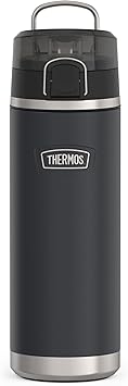 THERMOS进口代理批发 THERMOS ICON 系列带喷嘴不锈钢水瓶 - 24 盎司，花岗岩 - 真空隔热带盖水瓶