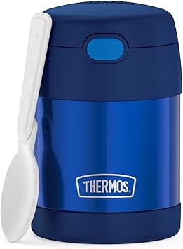 THERMOS进口代理批发 THERMOS FUNTAINER 10 盎司不锈钢真空隔热儿童食品罐带折叠勺，海军蓝