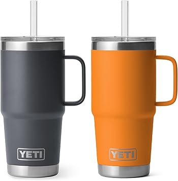 YETI进口代理批发 YETI 25 盎司 Rambler 吸管杯 2 件装，(1) 帝王蟹和 (1) 木炭