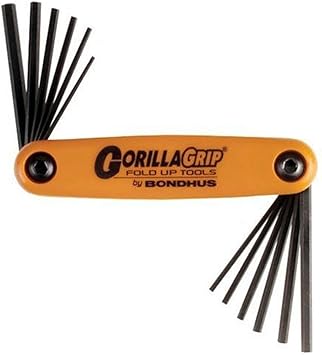 Bondhus进口代理批发 Bondhus 12550 GorillaGrip 12 个六角折叠钥匙套装，尺寸 5/64-5/32 英寸和 1.5-5 毫米