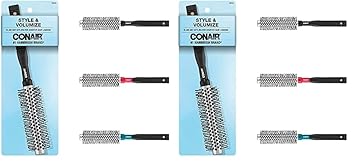 CONAIR进口代理批发 Conair 风格和丰盈金属圆形刷，用于吹干，适合短发长度的发刷，颜色可能有所不同，1 件（2 件装）