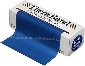 Theraband进口代理批发 THERABAND 阻力带，6 码卷专业乳胶弹力带，适用于上半身、下半身、核心锻炼、物理治疗、普拉提、家庭锻炼、康复、蓝色、超重、5 级