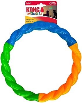 KONG进口代理批发 KONG Twistz High-Viz 环 - 耐用的抓取和拖拉玩具，颜色清晰 - 狗玩具（大）