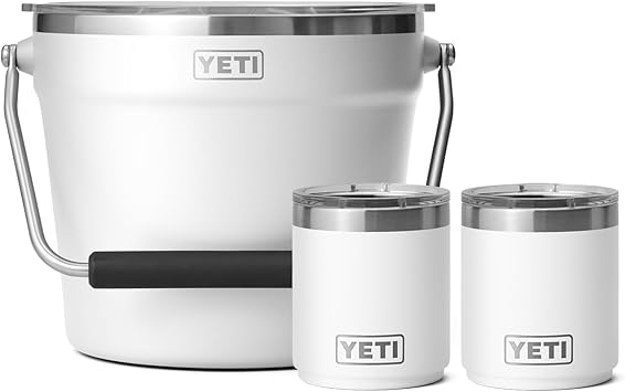 YETI进口代理批发 YETI Rambler 饮料桶套装，YETI 饮料桶和 2 个 YETI Rambler Lowballs，白色