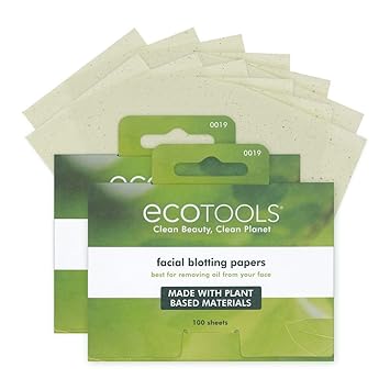 EcoTools进口代理批发 EcoTools 天然吸油面吸油纸，植物性材料，适合化妆，去除多余油脂，旅行装，易于使用，非常适合油性和油光皮肤，200 张