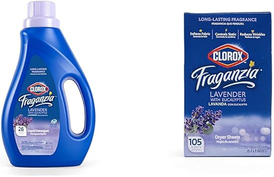 Clorox进口代理批发 Clorox Fraganzia 洗衣护理套装：薰衣草和桉树液体洗涤剂，40 液体盎司和 105 片织物柔软剂干燥片，让衣服清新芬芳