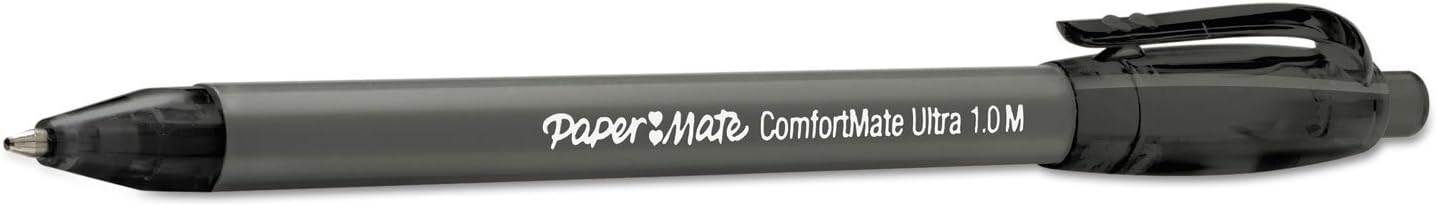 酷牌库|商品详情-Paper Mate进口代理批发 PaperMate 6330187 ComfortMate Ultra RT 笔，1.0mm 中号，黑色墨水，每支 12 支/DZ