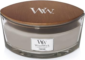 酷牌库|商品详情-WoodWick进口代理批发 Woodwick 椭圆形香薰蜡烛，炉边，16 盎司 |燃烧时间长达 50 小时，中等沙漏蜡烛，晚间篝火 - 优质大豆混合蜡，Pluswick 创新木芯，美国制造