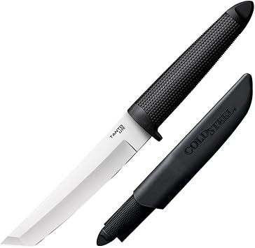 Cold Steel进口代理批发 COLD STEEL Tanto Lite 耐用轻型德国 4116 不锈钢 6 英寸固定刀片户外狩猎实用刀，防滑 Kray-Ex 手柄，Secure-Ex 护套