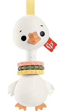 Fisher-Price进口代理批发 Fisher-Price 新生儿玩具 Clack & Quack Goose，动物主题婴儿摇铃，适合 3 个月以上婴儿的发育游戏