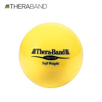 酷牌库|商品详情-Theraband进口代理批发 THERABAND 软配重，4.5 英寸直径，棒球用加重球，垒球用加重球，手持球形等张，肩部力量，肩袖和投掷训练器，黄色，2.2 磅