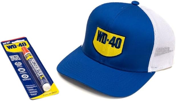 WD-40进口代理批发 WD-40 原创配方精密笔和 WD-40 卡车司机帽套装，带精确点的便携式润滑，棉质和网状平沿帽，精密笔 1 件装 0.3 液量盎司，1 顶 WD-40 卡车司机帽