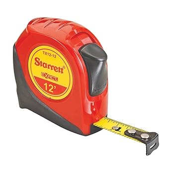 Starrett进口代理批发 Starrett 精确可伸缩英制袖珍卷尺，带尼龙涂层、自动调节端钩和钢带夹 - 1/2 英寸宽 x 12 英寸长 - KTX12-12-N