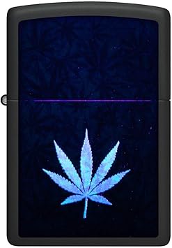 酷牌库|商品详情-Zippo进口代理批发 Zippo Cannabis Design 黑光黑色哑光袖珍打火机