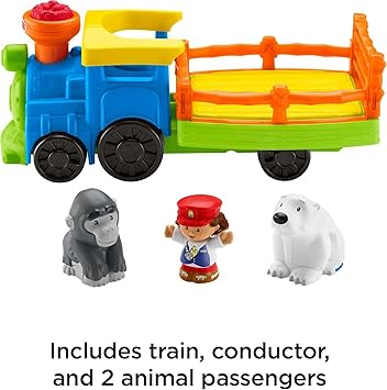 酷牌库|商品详情-Fisher-Price进口代理批发 Fisher-Price Little People 幼儿玩具火车 Choo-Choo 动物园，带音乐声和 3 个玩偶，适合 1 岁以上假装玩耍