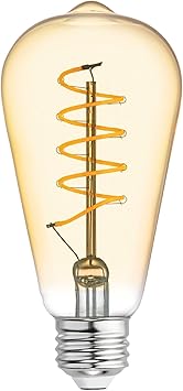 酷牌库|商品详情-GE进口代理批发 GE 复古风格 LED 灯泡，60 瓦，琥珀色饰面，ST19 爱迪生风格灯泡（1 件装）