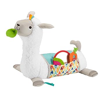 Fisher-Price进口代理批发 Fisher-Price 婴儿玩具 Grow-with-Me Tummy Time Llama 楔形支撑带镜子、牙胶和拨浪鼓，适合 0 个月以上新生儿的发育游戏