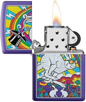 酷牌库|商品详情-Zippo进口代理批发 Zippo 白兔设计紫色哑光袖珍打火机