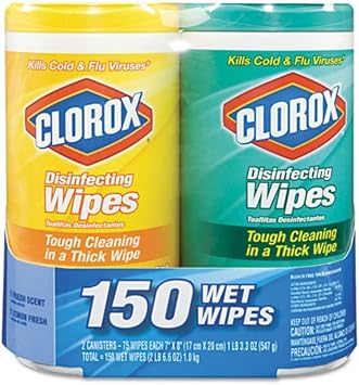 Clorox进口代理批发 Clorox Company 01599 消毒湿巾 - 2 片装，1 片柑橘混合物和 1 片清新香味（每片 75 克拉）