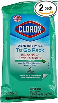 Clorox进口代理批发 Clorox 随身消毒湿巾，清新香味 9 克拉（2 片装）