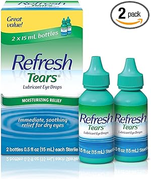 Refresh进口代理批发 Refresh Tears 滴眼液液体润滑剂瓶，0.51 盎司，2 件装