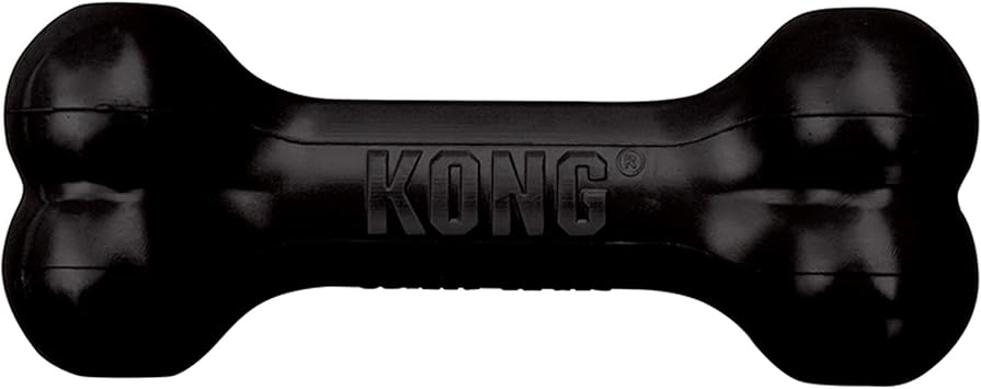 KONG进口代理批发 KONG - Extreme Goodie Bone - KONG 最耐用的天然橡胶狗骨，适用于强力咀嚼器 - 黑色 - 适合中型犬