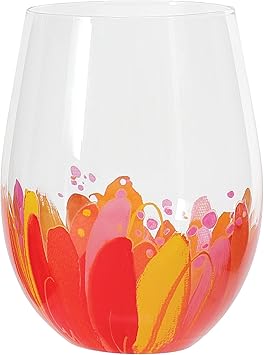 Enesco进口代理批发 Enesco Izzy 和 Oliver EttaVee Jessi's Orange Garden 花卉无茎酒杯，18 盎司，多色