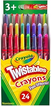 Crayola进口代理批发 Crayola 可旋转蜡笔（24 克拉）、儿童特效蜡笔、无需削尖着色用品、儿童礼品和圣诞袜