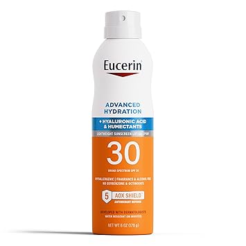 Eucerin进口代理批发 Eucerin Advanced Hydration SPF 30 防晒喷雾，轻质防晒乳液喷雾，防过敏，不含香料和酒精，6 盎司喷雾瓶