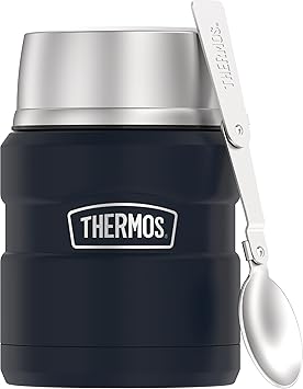 THERMOS进口代理批发 THERMOS 不锈钢特大号真空隔热食物罐带勺子，16 盎司，午夜蓝色