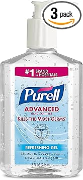 Purell进口代理批发 Purell 高级即时洗手液凝胶 8 盎司（3 件装）